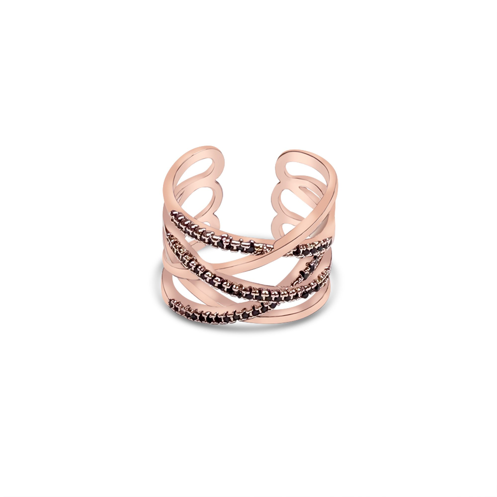 Rose gold plated steel ring