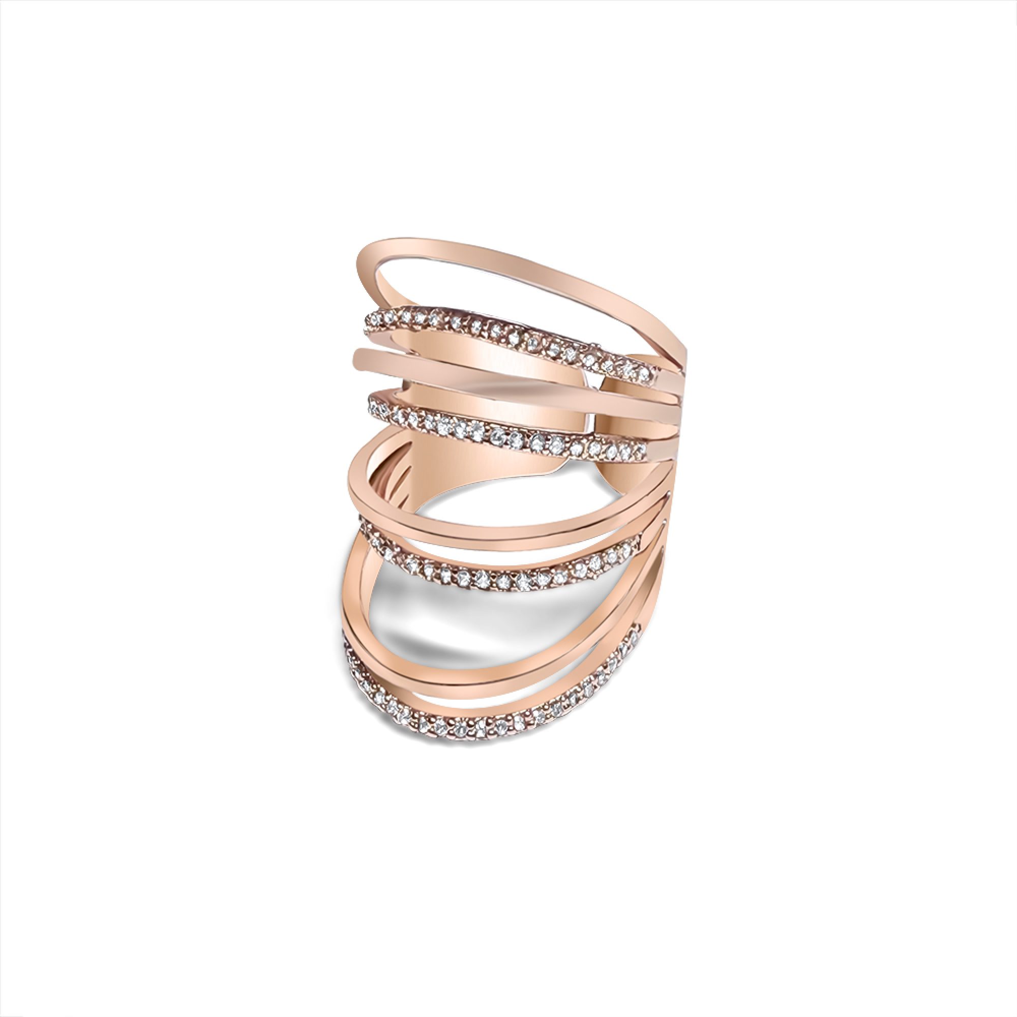 Rose gold plated steel ring