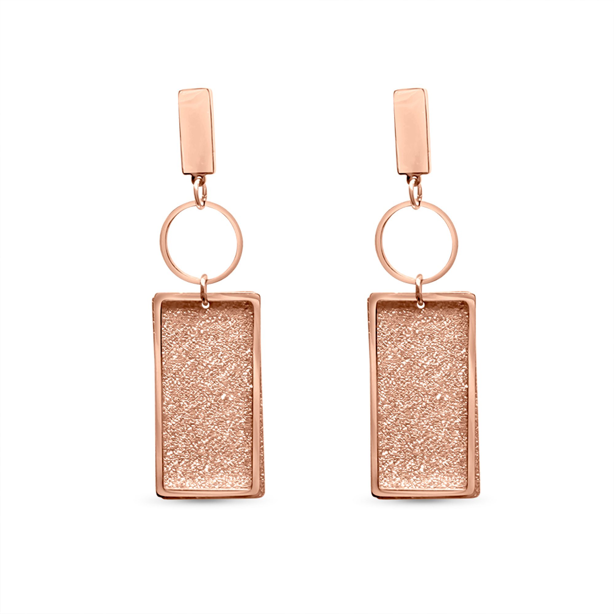 Rose gold plated steel earrings