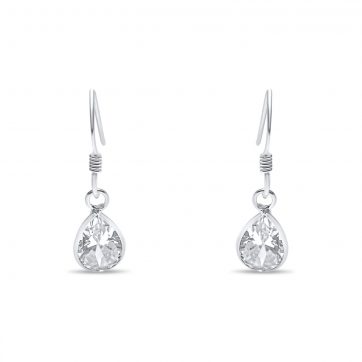 petsios Silver dangle earrings with zircon stone
