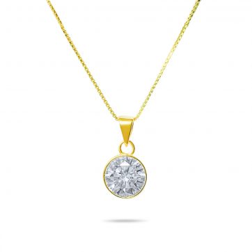 petsios Gold plated single zircon necklace