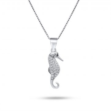 petsios Seahorse necklace with zircon stones