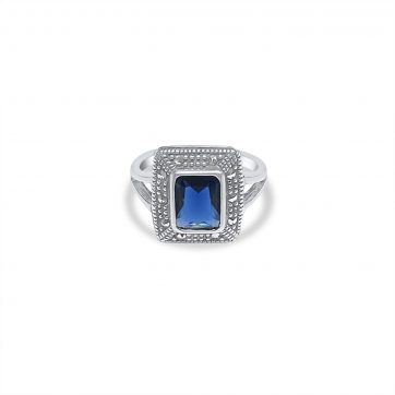 petsios Ring with sapphire stone and marcasites