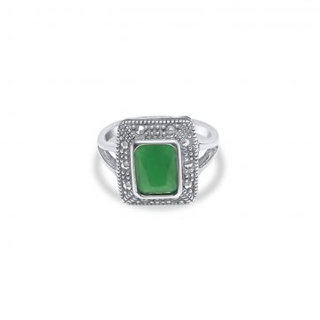 petsios Ring with emerald stone and marcasites