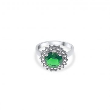 petsios Ring with emerald stone and marcasites