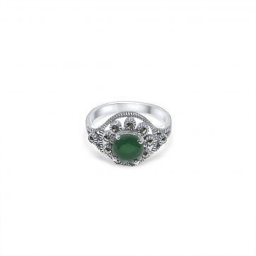 petsios Ring with emerald stone and marcasites