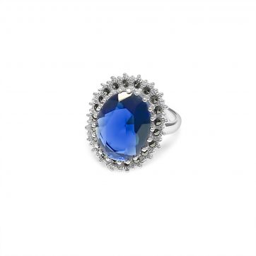 petsios Ring with sapphire stone and marcasites