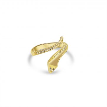 petsios Gold plated snake ring with zircon stones