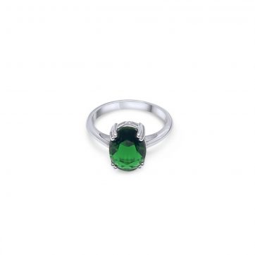 petsios Silver ring with emerald stone