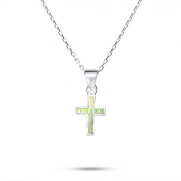 petsios White opal cross pendant