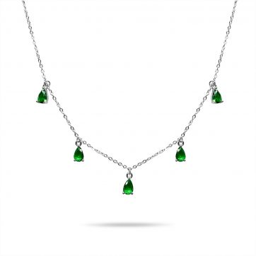 petsios Silver necklace with emerald stones