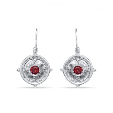 petsios Oxidised earrings with garnet stones